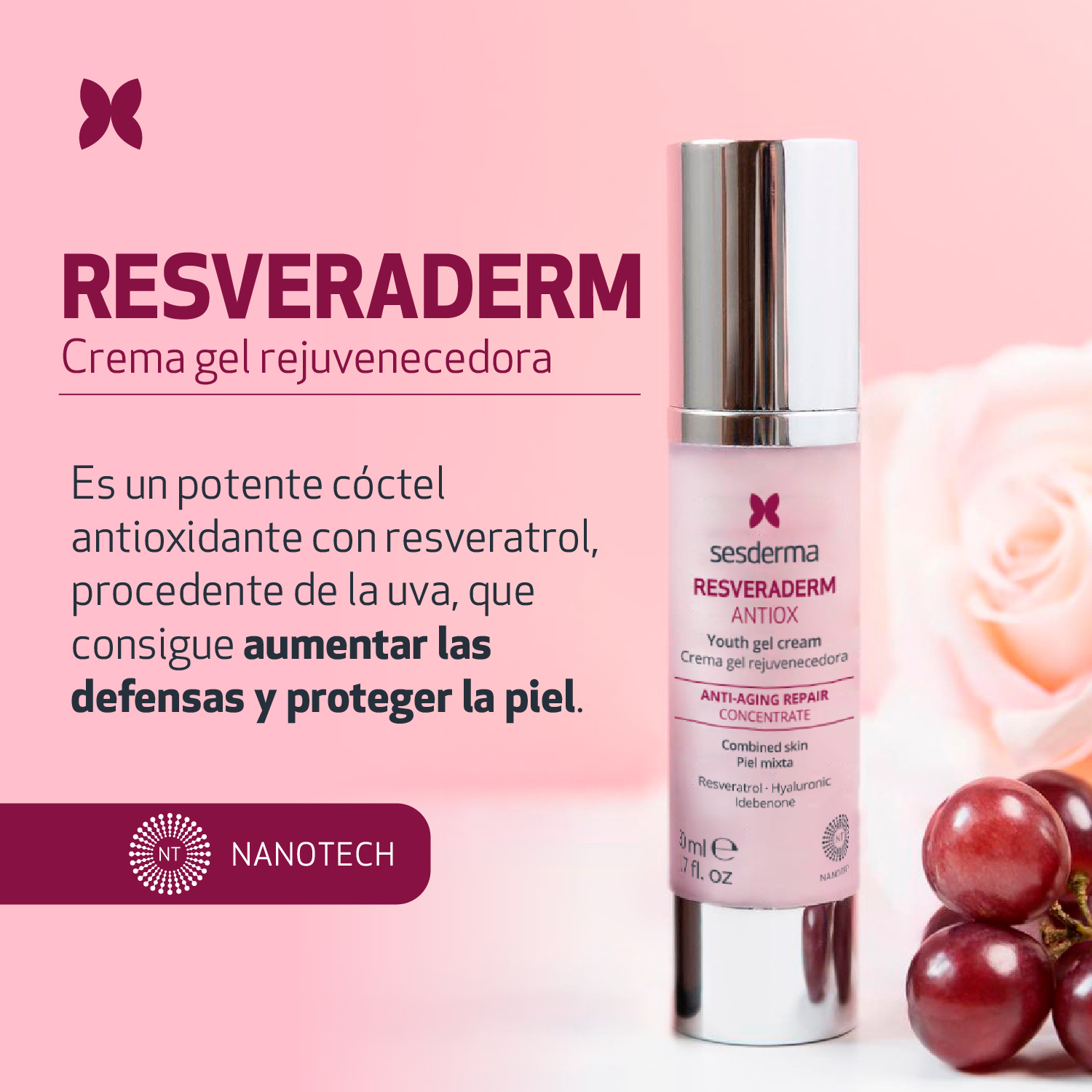 Resveraderm,crema gel,sesderma,rejuvenecedora