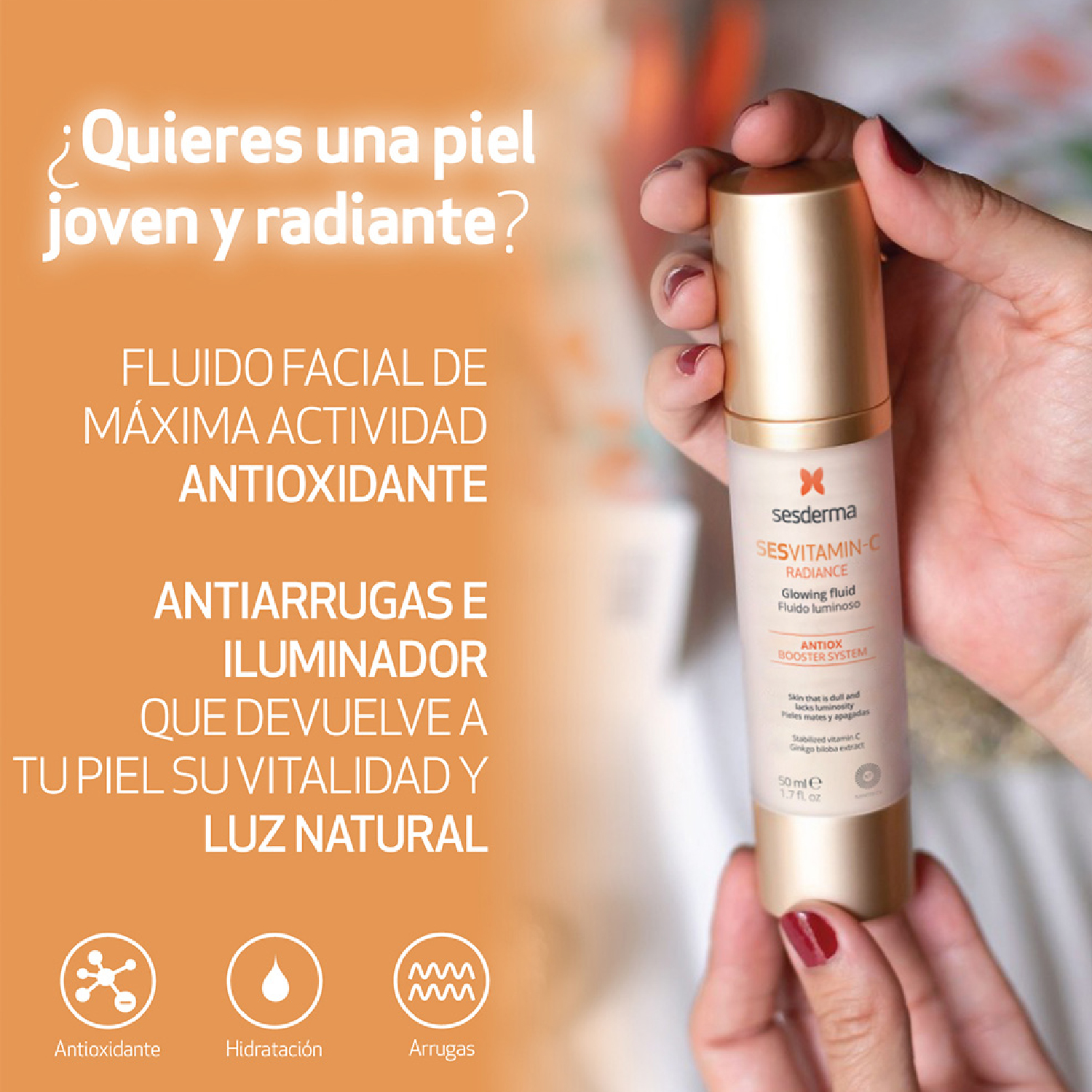 sesvitamin c fluido luminoso, radiance, sesderma, antioxidante